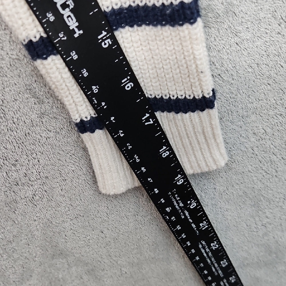 Madewell Women's Med Cream and Black Striped Sweater Crew - Picture 6 of 8